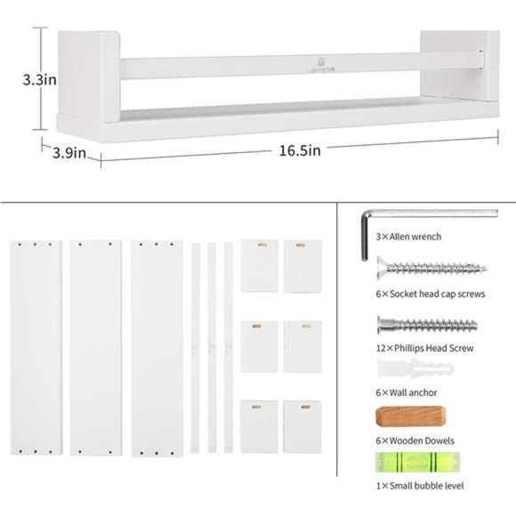 3 Pack Nursery Book Shelves White 16.5 " Shelf Organizer for Home Décor (White) - Picture 3 of 7